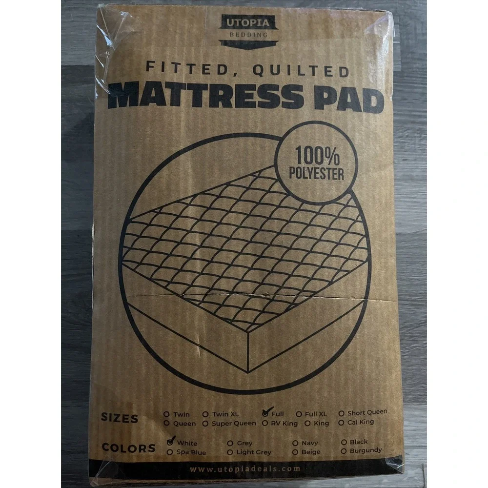 Quilted Fitted Mattress Pad, Full Mattress Protector Topper with Deep Pocket St